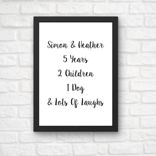 Family Print | Personalised Couple Print | Life Print | Family Gift - Dinky Designs