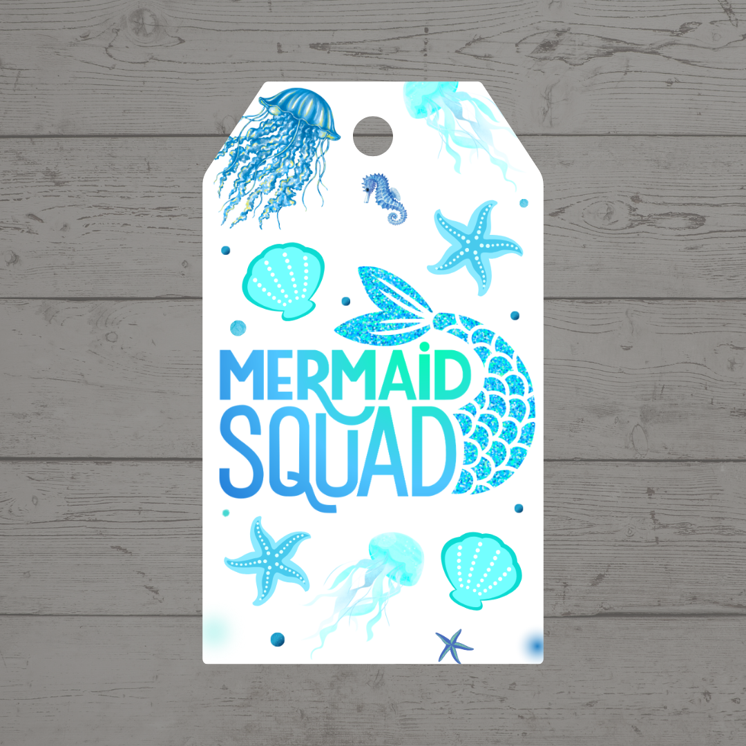 Mermaid Gift Tags | Mermaid Squad Birthday Gift Tags | Rectangle Gift Tags - Dinky Designs