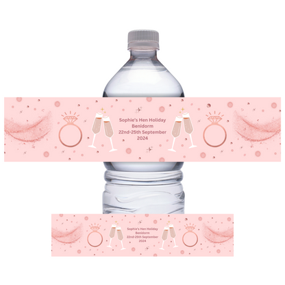 Hen Party Water Bottle Labels | Pink Hen Party Water Labels | Hen Do Stickers