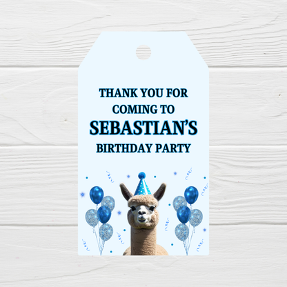 Blue Alpaca Gift Tags | Blue Alpaca Party Birthday Gift Tags | Rectangle Gift Tags - Dinky Designs