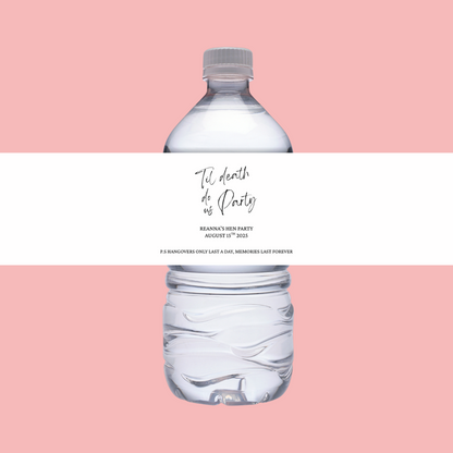 White Hen Party Water Bottle Labels | Til Death Do Us Party | Hen Do Stickers