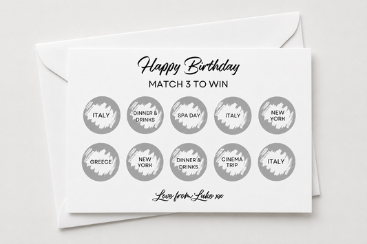 Birthday Surprise Match 3 Ticket Print | Personalised Birthday Ticket | Birthday Fun Scratch Reveal | Gift Idea