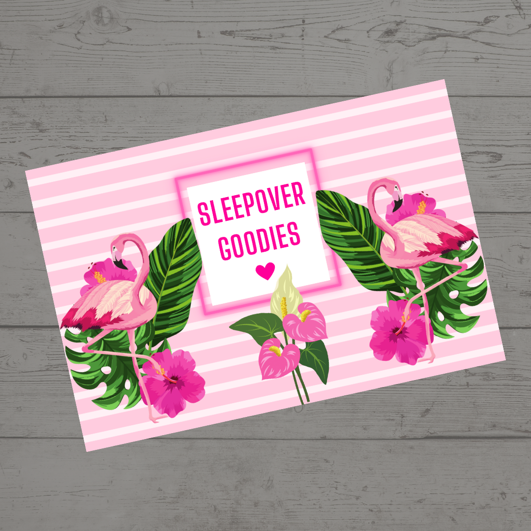 Rectangle Stickers | Flamingo Party Stickers | Flaimingo Party Stickers | Party Bag Stickers - Dinky Designs