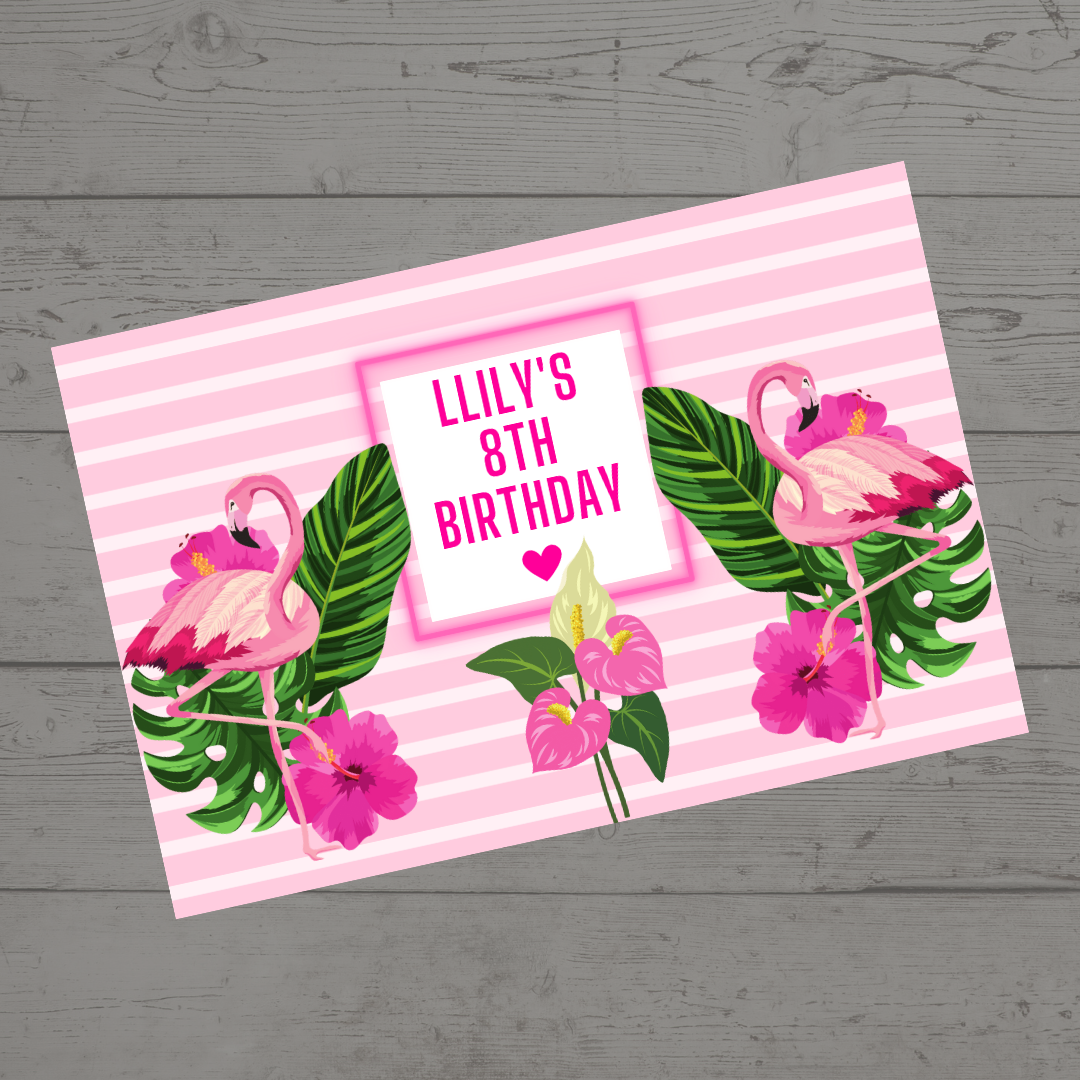 Rectangle Stickers | Flamingo Party Stickers | Flaimingo Party Stickers | Party Bag Stickers - Dinky Designs