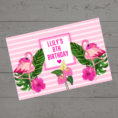 Rectangle Stickers | Flamingo Party Stickers | Flaimingo Party Stickers | Party Bag Stickers - Dinky Designs