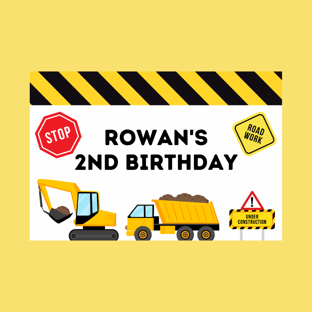 Rectangle Stickers | Construction Party Stickers | Party Bag Stickers - Dinky Designs