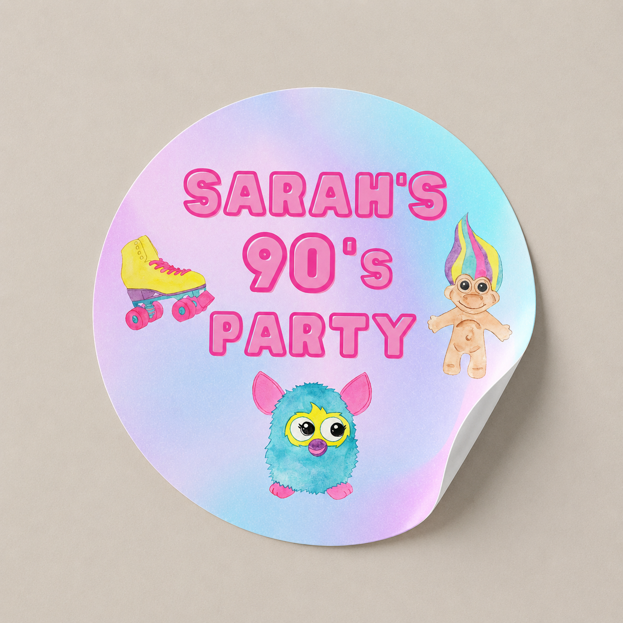 90's Theme Birthday, Hen Party Stickers | Sticker Sheet | 90's Theme Birthday Hen Party Stickers - Dinky Designs
