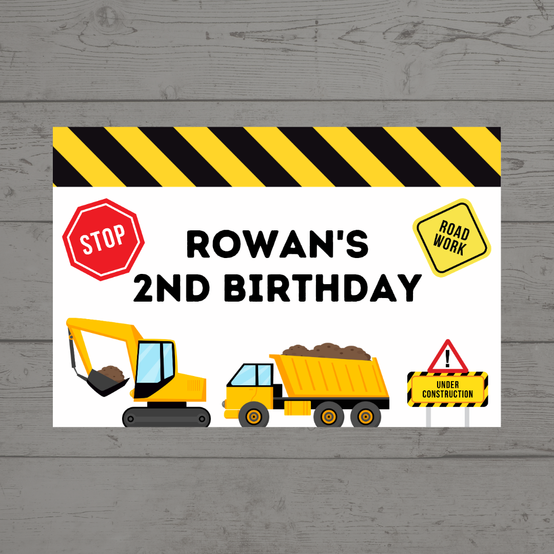 Rectangle Stickers | Construction Party Stickers | Party Bag Stickers - Dinky Designs