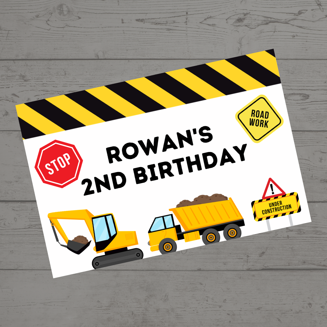 Rectangle Stickers | Construction Party Stickers | Party Bag Stickers - Dinky Designs