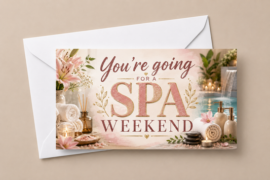 Surprise Ticket Print | You're Going For A Spa Weekend | Ticket Pass Voucher Membership | Gift Idea - Dinky Designs