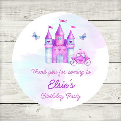 Princess Party Stickers | Various Sizes | Personalised Princess Birthday Stickers