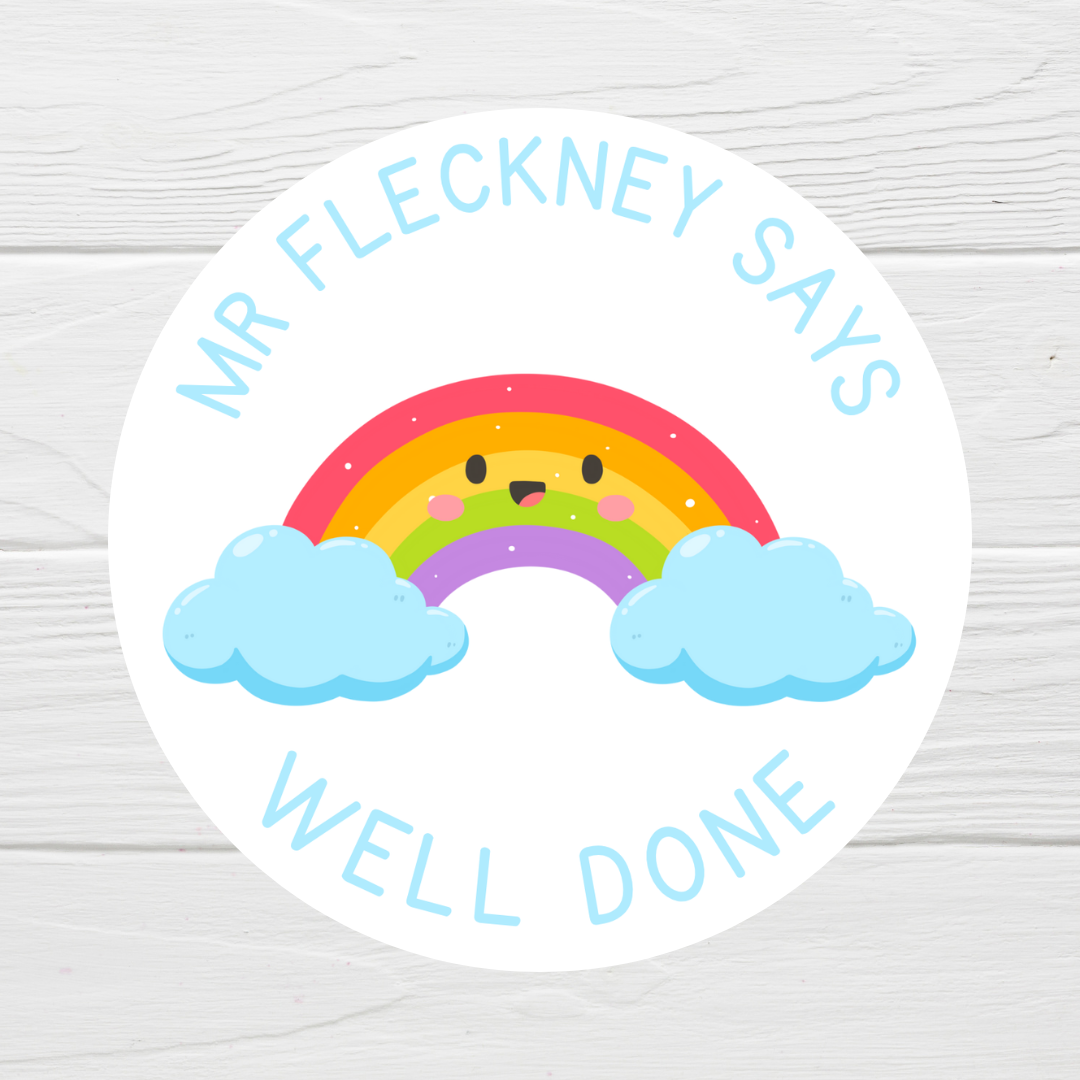 Rainbow Teacher Stickers | Sticker Sheet 45mm Circles | Well Done Stickers | Circle Stickers | Sticker Sheet | Personalised Star Classroom Stickers