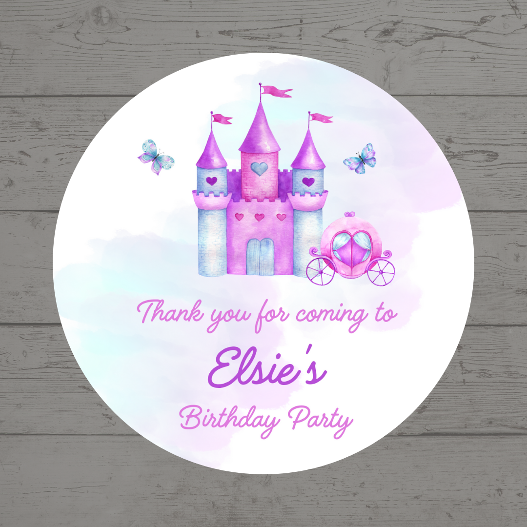 Princess Party Stickers | Various Sizes | Personalised Princess Birthday Stickers