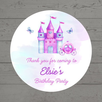 Princess Party Stickers | Various Sizes | Personalised Princess Birthday Stickers
