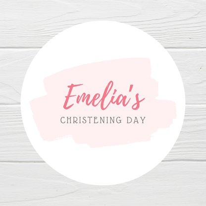 Personalised Christening Stickers | Personalised Stickers | Party Favours | Christening Party Favour Stickers - Dinky Designs