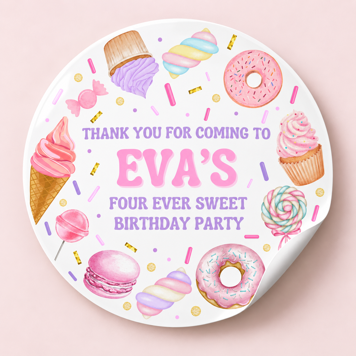 Sweet Candy Stickers | Various Sizes | Sweet Candy Party Supplies | Sweet Candy Theme Party - Dinky Designs