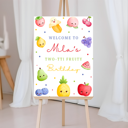 Fruit Welcome Board Sign | Personalised Fruit Birthday Party Board | Party Sign | A4, A3, A2