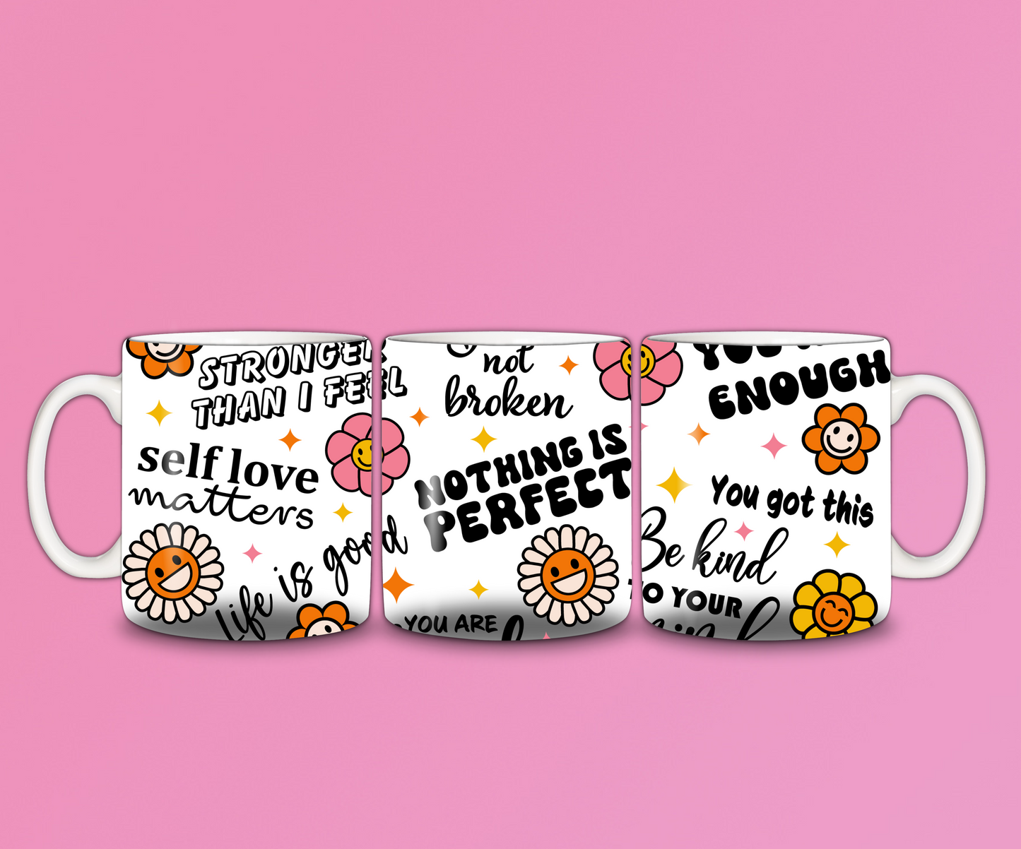 Positive Flower Affirmations Mug | Positive Quote Mug | Gift Idea