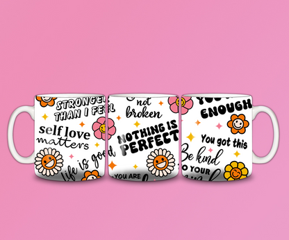 Positive Flower Affirmations Mug | Positive Quote Mug | Gift Idea