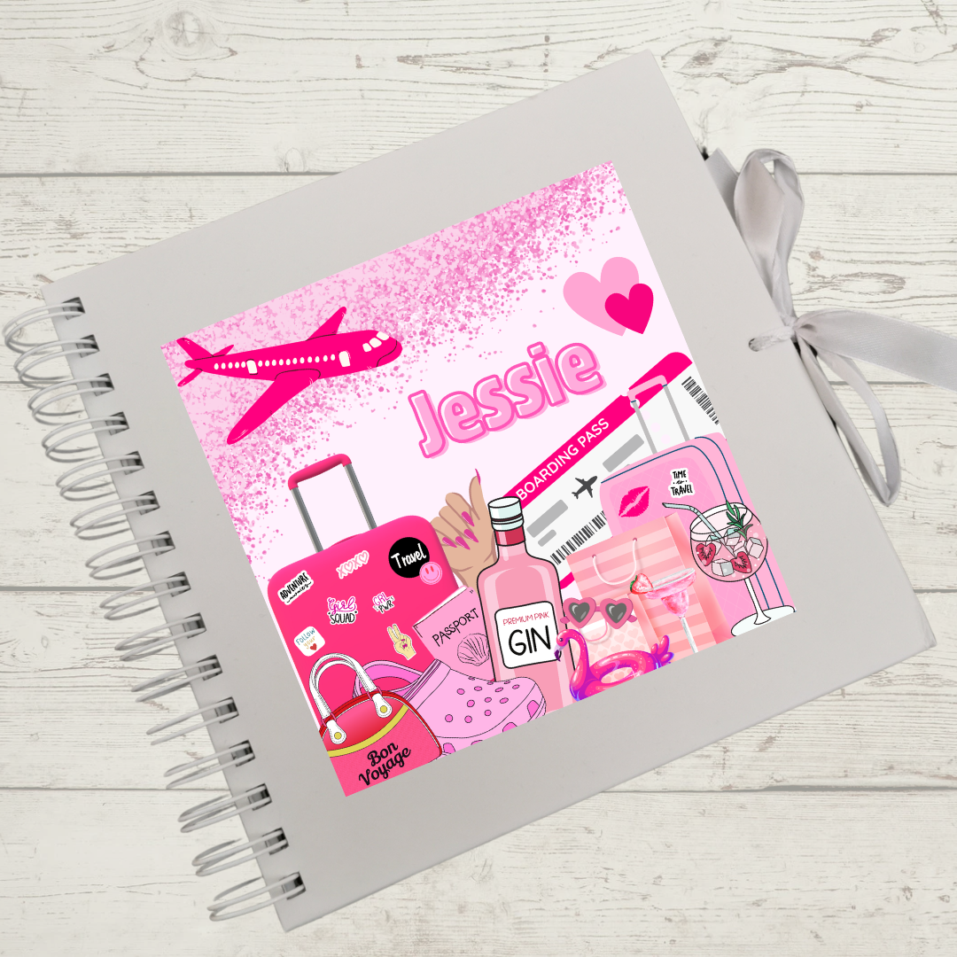 Personalised Travel Scrapbook | Pink Travel Scrapbook | Personalised Travel Gift