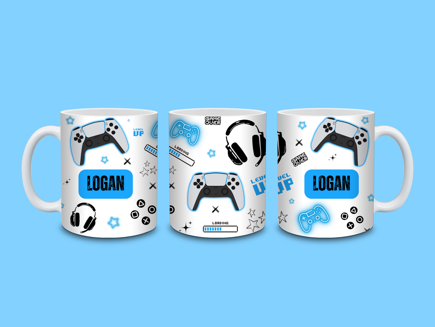 Gaming Mug | Blue Gaming Mug | Personalised Gamer Mug | Gift Idea