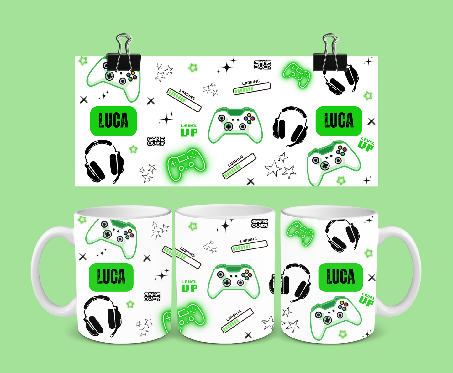 Gaming Mug | Green Gaming Mug | Personalised Gamer Mug | Gift Idea