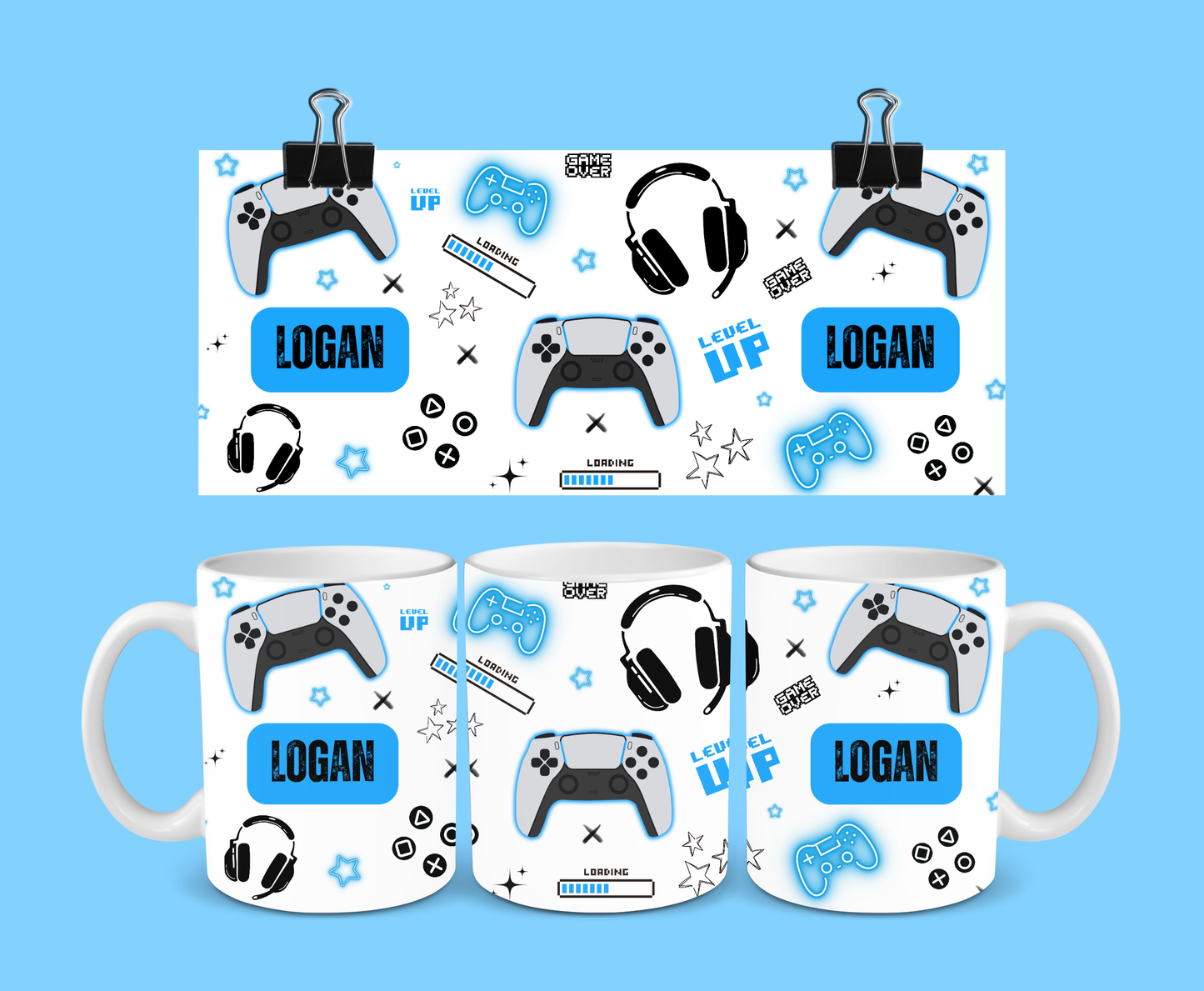 Gaming Mug | Blue Gaming Mug | Personalised Gamer Mug | Gift Idea