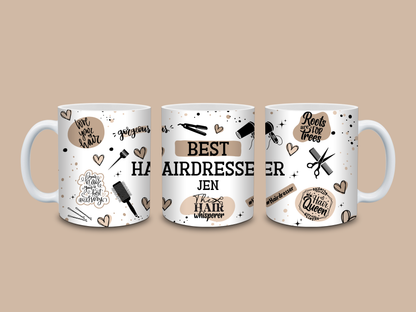 Personalised Hairdresser Mug | Beige Best Hairdresser Quote Mug | Gift Idea