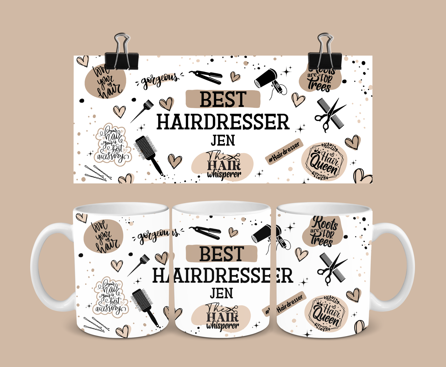 Personalised Hairdresser Mug | Beige Best Hairdresser Quote Mug | Gift Idea