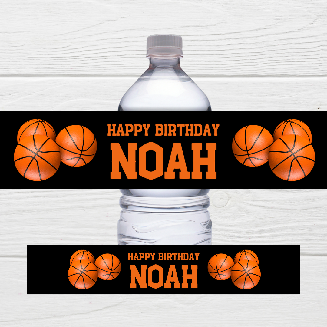 Juice Bottle Labels | Basketball Theme Labels | Water Bottle Stickers | Basketball Party | Party Stickers (Design 2)