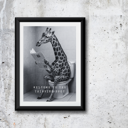 Bathroom Print | Welcome To The Thinking Spot | Giraffe Print | Bathroom Decor - Dinky Designs
