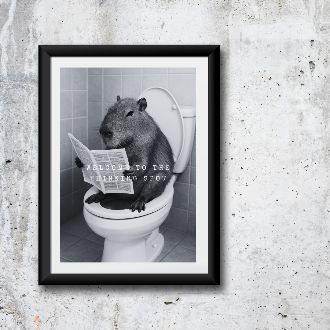 Bathroom Print | Welcome To The Thinking Spot | Capybara Print | Bathroom Decor - Dinky Designs