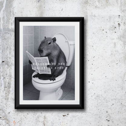 Bathroom Print | Welcome To The Thinking Spot | Capybara Print | Bathroom Decor - Dinky Designs