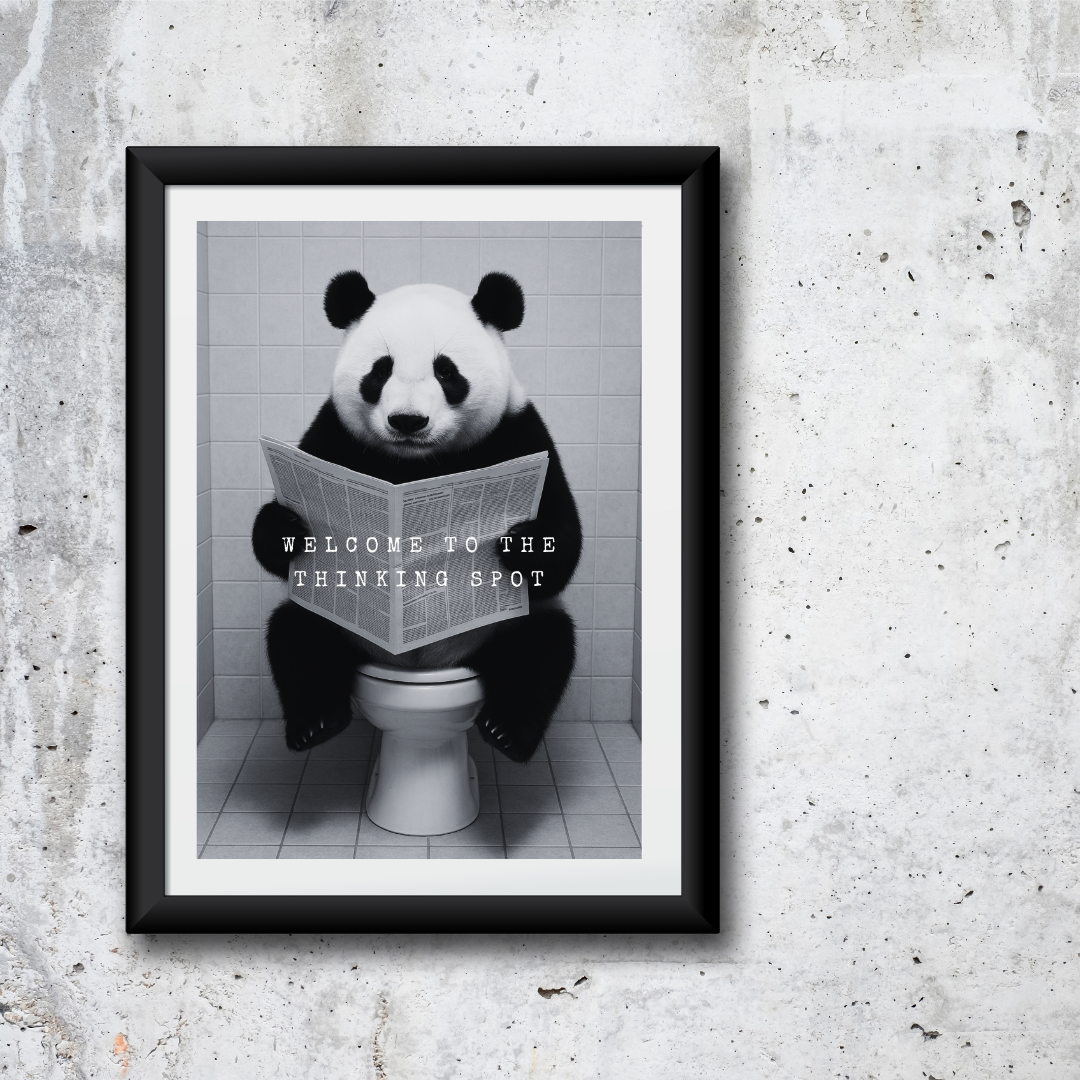 Bathroom Print | Welcome To The Thinking Spot | Panda Print | Bathroom Decor - Dinky Designs