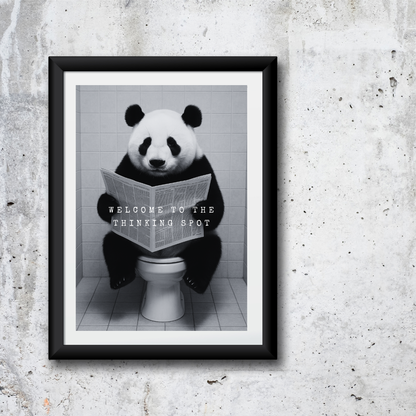 Bathroom Print | Welcome To The Thinking Spot | Panda Print | Bathroom Decor - Dinky Designs