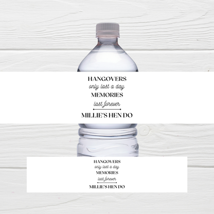 White Hen Party Water Bottle Labels | Hen Do Stickers | Hen Party Labels
