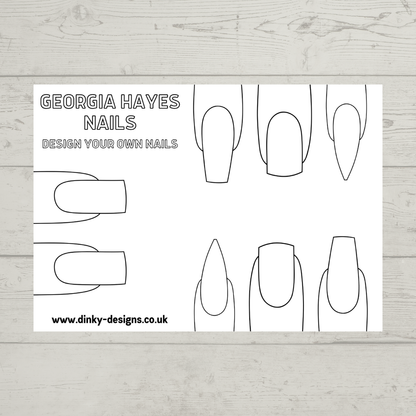A4 Colouring Activity Sheets | Personalised Nail Design Activity Sheets | Nail Salon Placemats - Dinky Designs