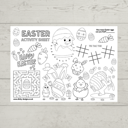 A4 Colouring Activity Sheets | Personalised Easter Activity Sheets | Easter Placemats - Dinky Designs