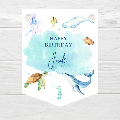 Party Bunting | Personalised Under The Sea Birthday Party Bunting | Under The Sea Party Banner