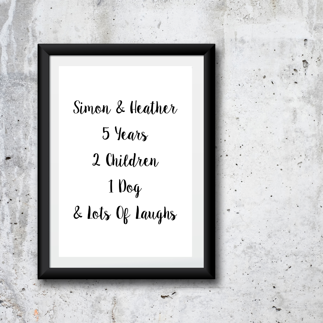 Family Print | Personalised Couple Print | Life Print | Family Gift - Dinky Designs