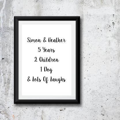 Family Print | Personalised Couple Print | Life Print | Family Gift - Dinky Designs