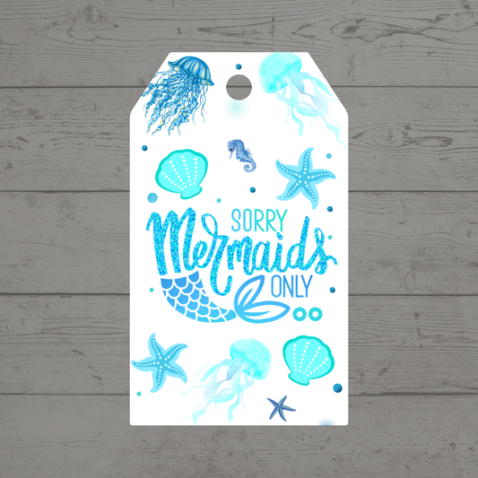 Mermaid Gift Tags | Sorry Mermaids Only Birthday Gift Tags | Rectangle Gift Tags - Dinky Designs