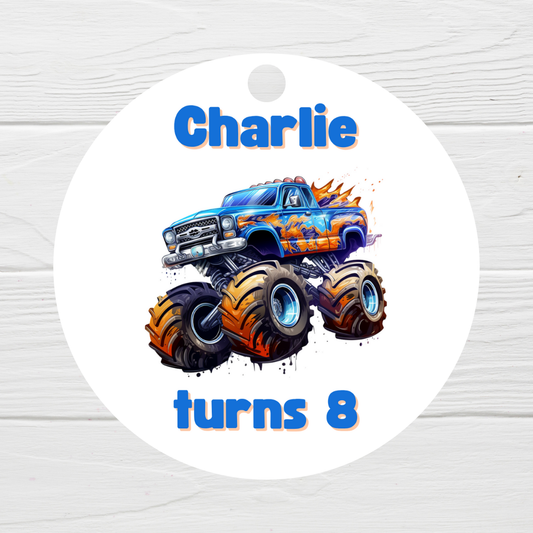 Monster Truck Gift Tags | Monster Truck Party Gift Tags | Circle Gift Tags