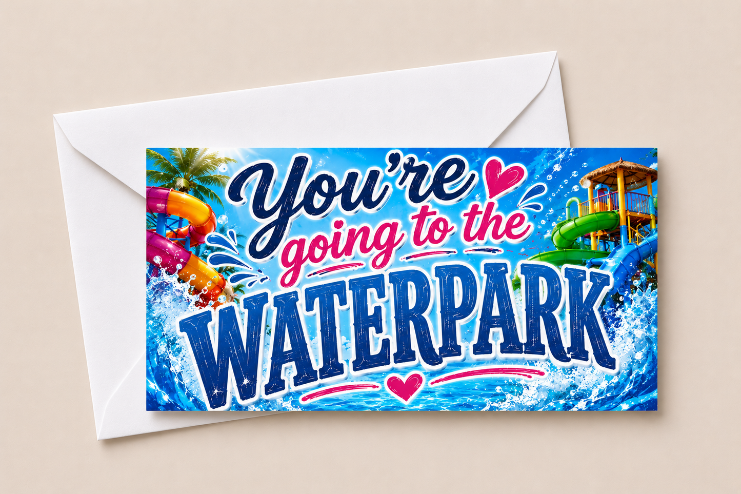 Surprise Ticket Print | You're Going To The Water Park | Ticket Pass Voucher Membership | Gift Idea