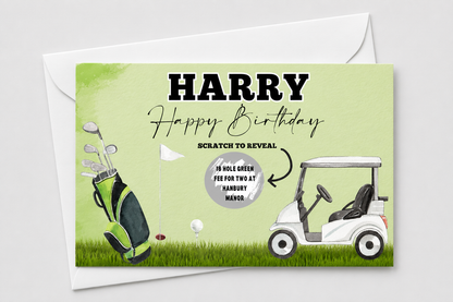 Surprise Gift Voucher Print | Personalised Golf Ticket Pass Voucher | Scratch Reveal | Gift Idea