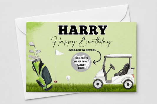 Surprise Gift Voucher Print | Personalised Golf Ticket Pass Voucher | Scratch Reveal | Gift Idea