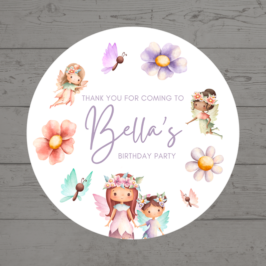 Fairy Party Stickers | Circle Stickers | Sticker Sheet | Party Stickers | Fairy Party Theme - Dinky Designs