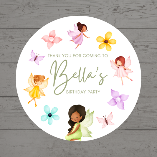 Fairy Party Stickers | Circle Stickers | Sticker Sheet | Party Stickers | Fairy Party Theme - Dinky Designs