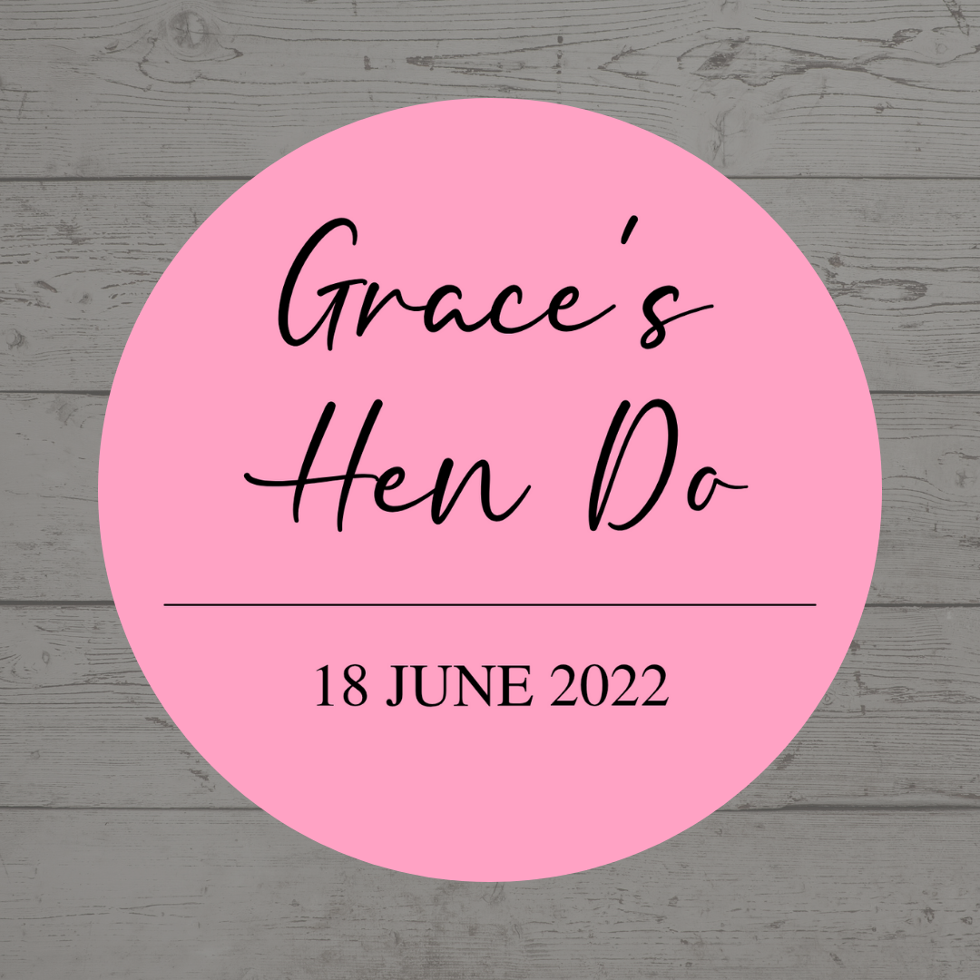 Pink Hen Party Stickers | Sticker Sheet 45mm Circles | Party Stickers | Circle Stickers | Sticker Sheet - Dinky Designs