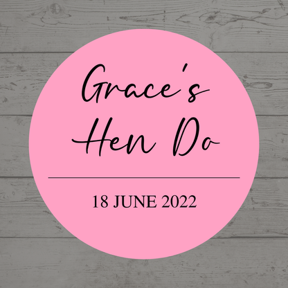 Pink Hen Party Stickers | Sticker Sheet 45mm Circles | Party Stickers | Circle Stickers | Sticker Sheet - Dinky Designs